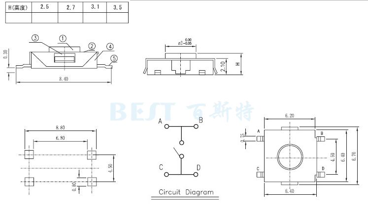 輕觸開(kāi)關(guān)TS-1157B