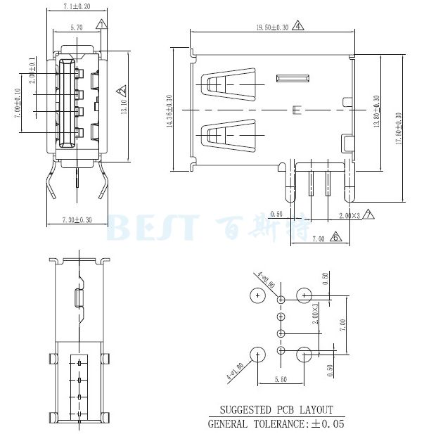 USB插座USB-A-05