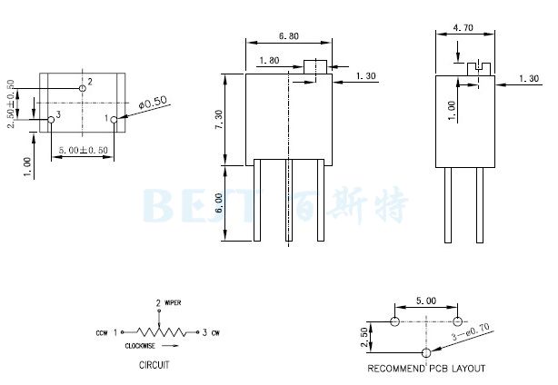 3266可調(diào)電阻_3266W_參考圖紙